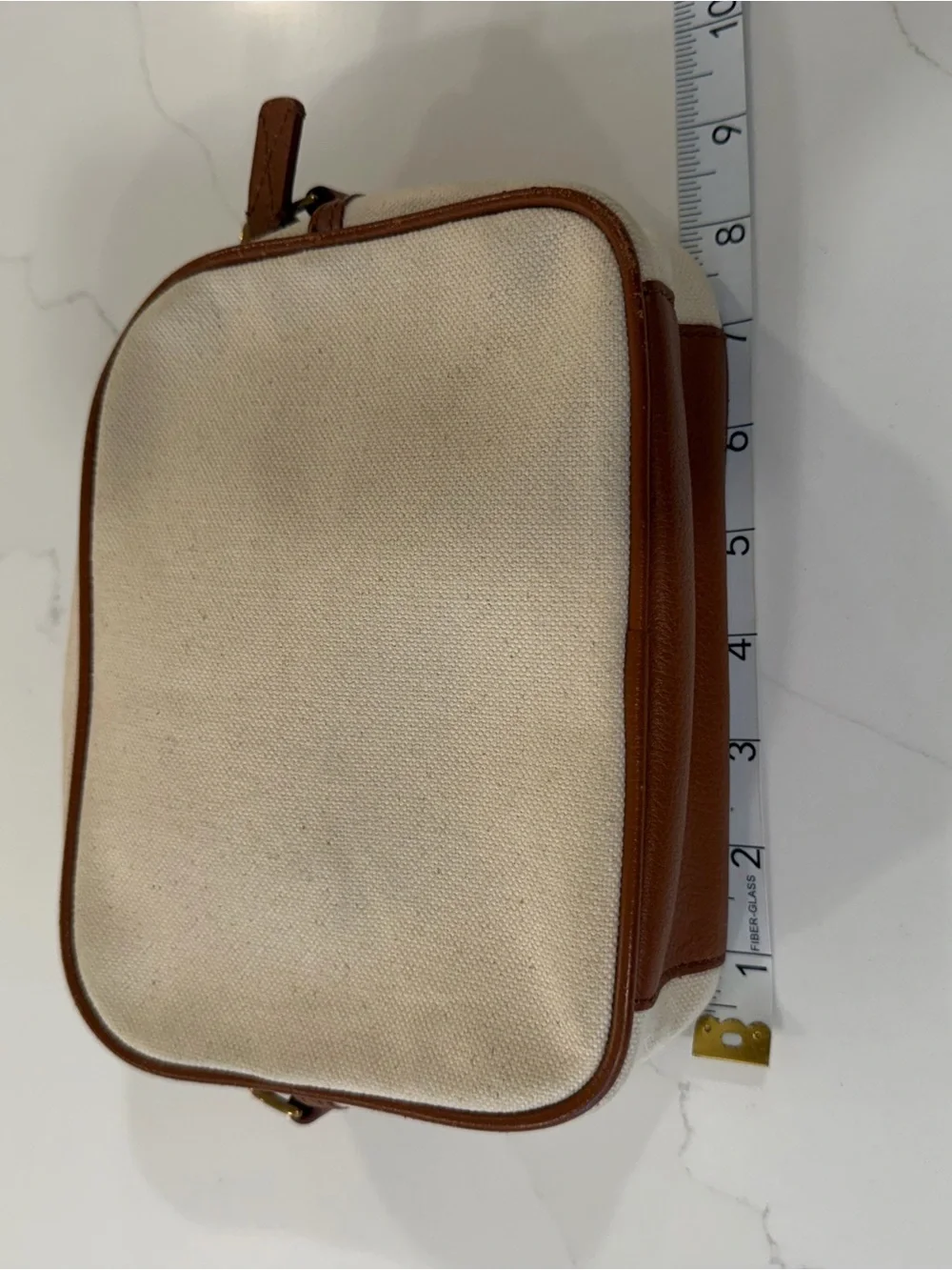 J. Crew Cream Canvas Belt Bag with Brown Trim